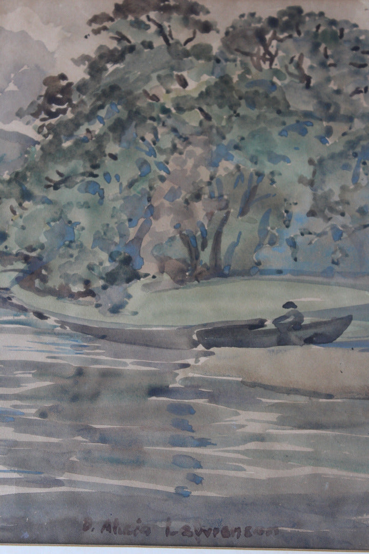 Dorothy Alicia Lawrenson - A river landscape watercolour - Kernow Furniture