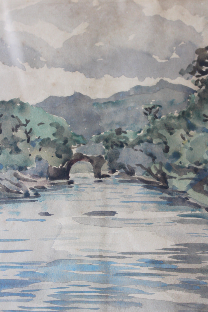 Dorothy Alicia Lawrenson - A river landscape watercolour - Kernow Furniture