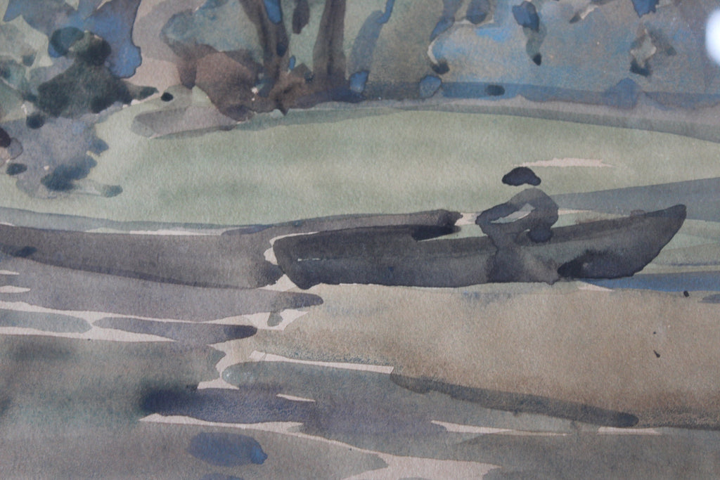 Dorothy Alicia Lawrenson - A river landscape watercolour - Kernow Furniture