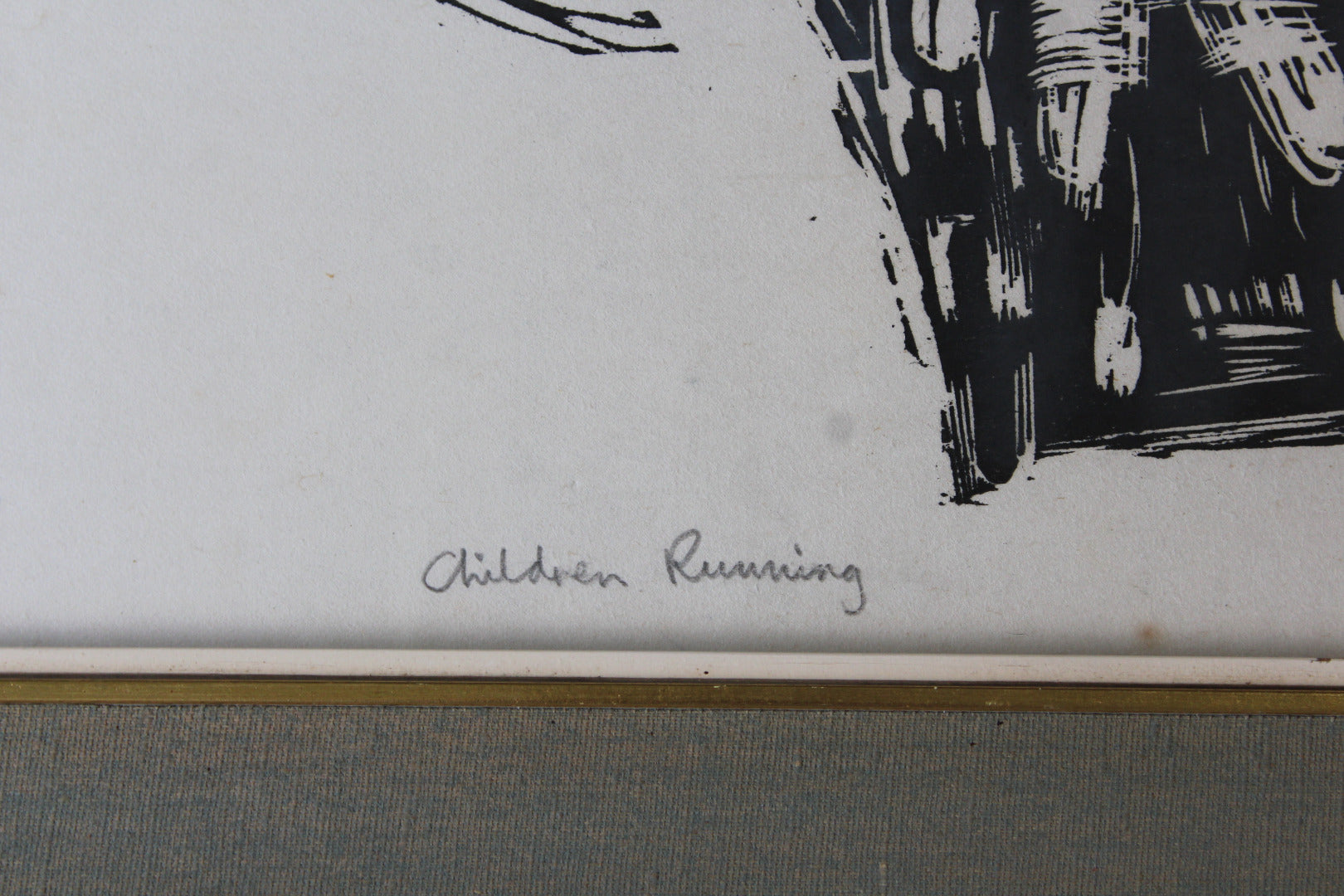 Children Running Framed Woodcut - Kernow Furniture