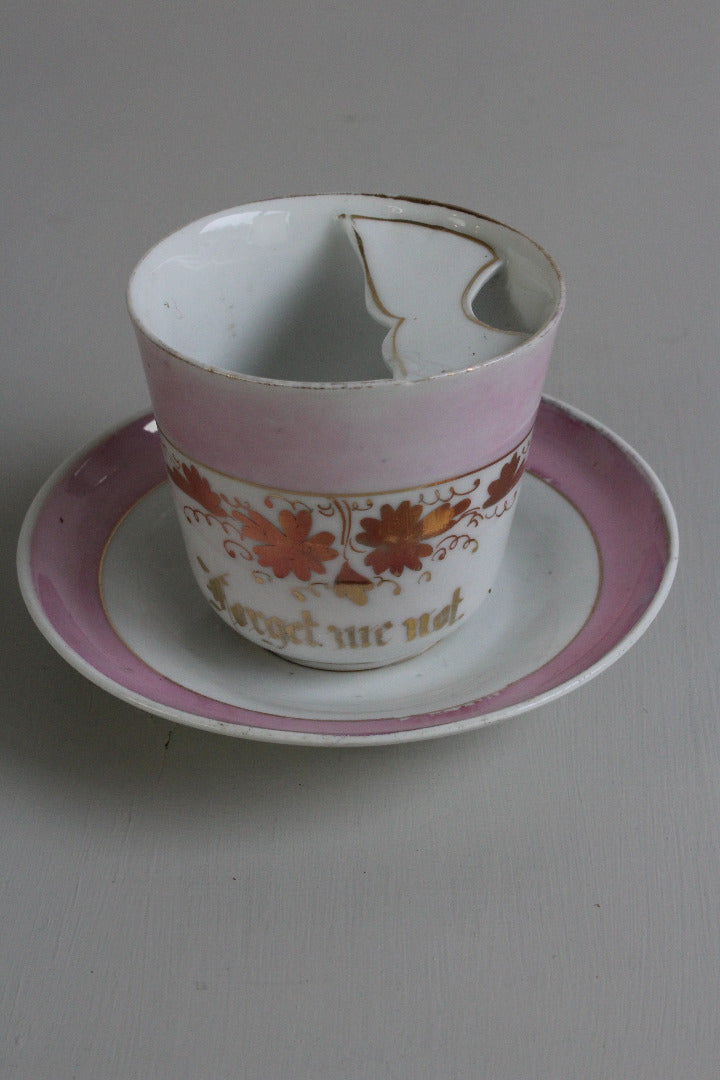 Victorian Forget Me Not Moustache Cup & Saucer - Kernow Furniture