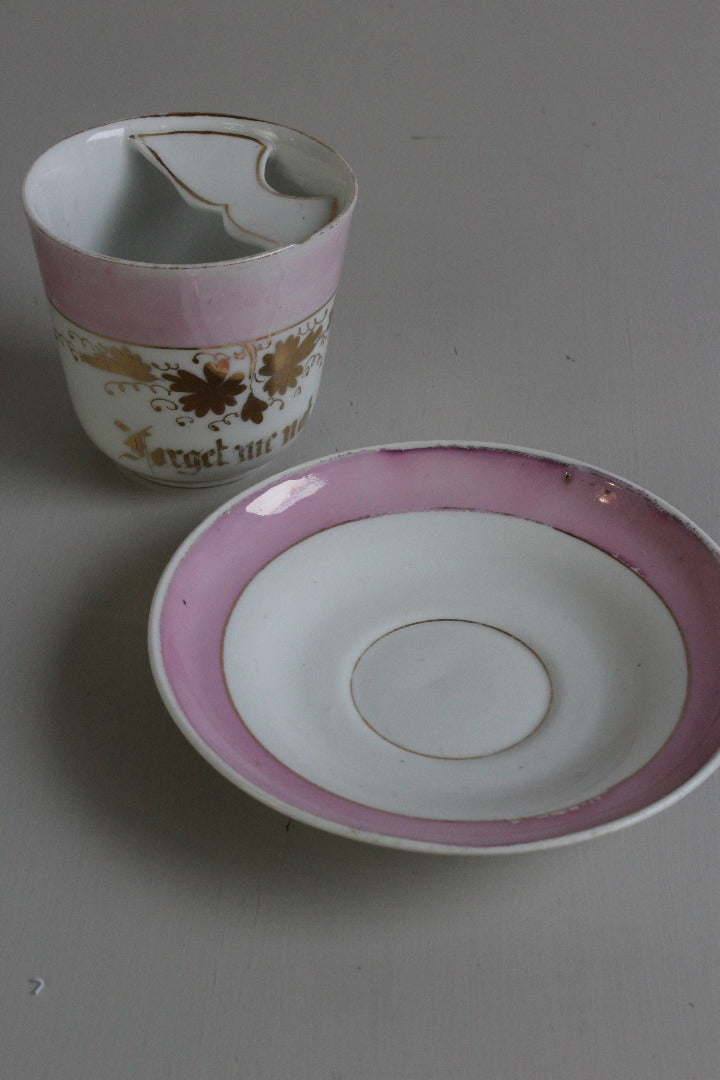 Victorian Forget Me Not Moustache Cup & Saucer - Kernow Furniture