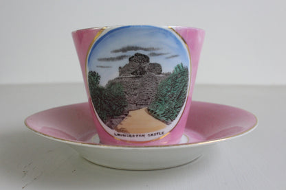 Launceston Castle Souvenir Moustache Cup & Saucer - Kernow Furniture