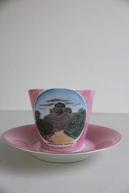 Launceston Castle Souvenir Moustache Cup & Saucer - Kernow Furniture