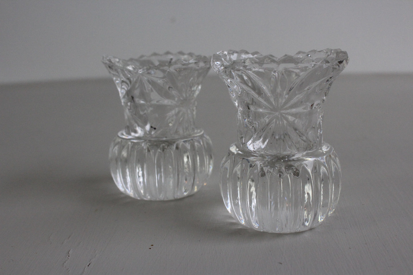 Pair Vintage Glass Posy Vase - Kernow Furniture