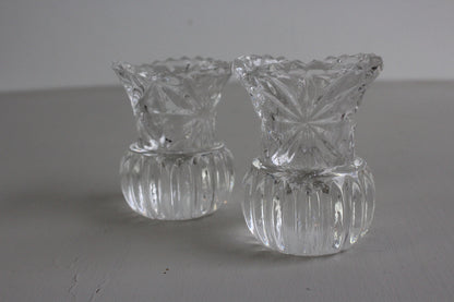 Pair Vintage Glass Posy Vase - Kernow Furniture