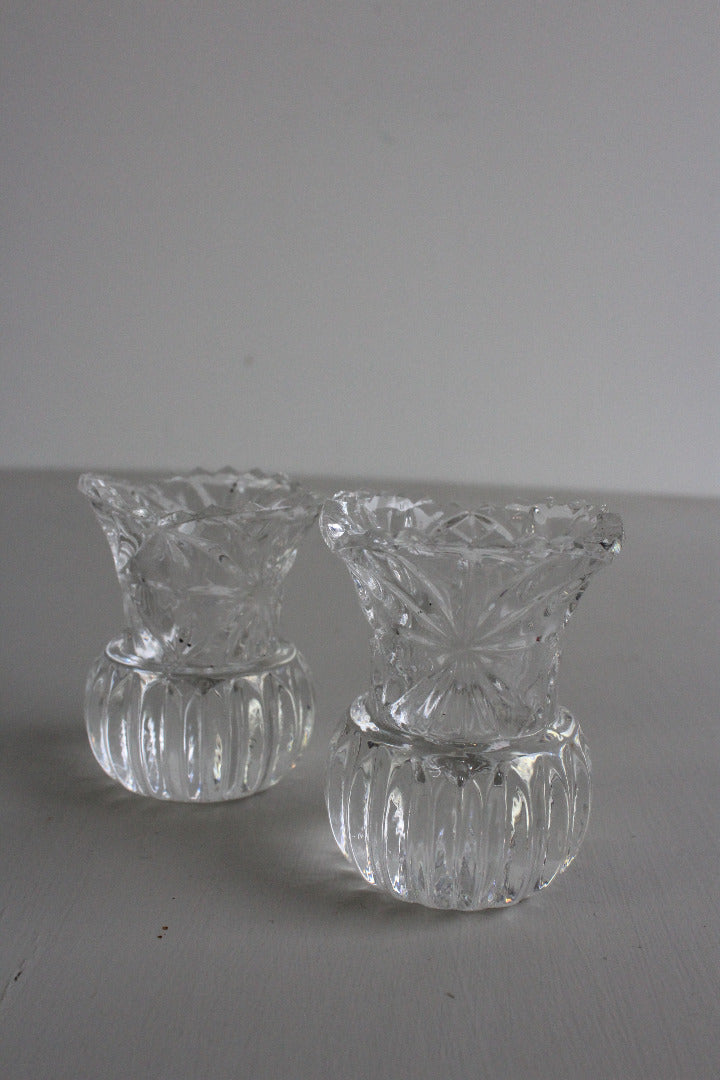 Pair Vintage Glass Posy Vase - Kernow Furniture