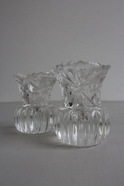 Pair Vintage Glass Posy Vase - Kernow Furniture