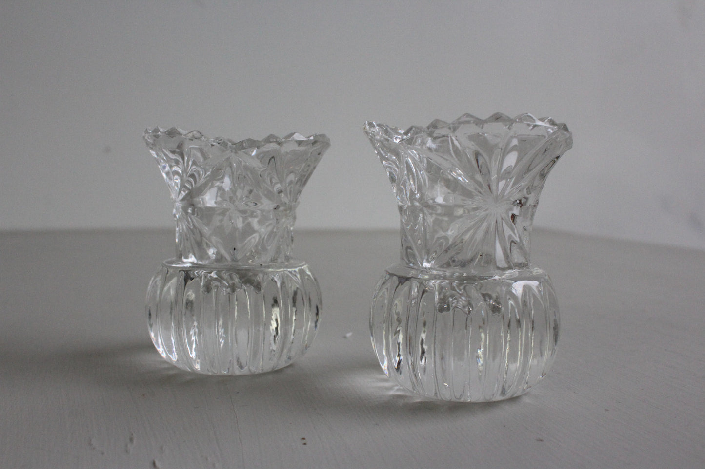 Pair Vintage Glass Posy Vase - Kernow Furniture