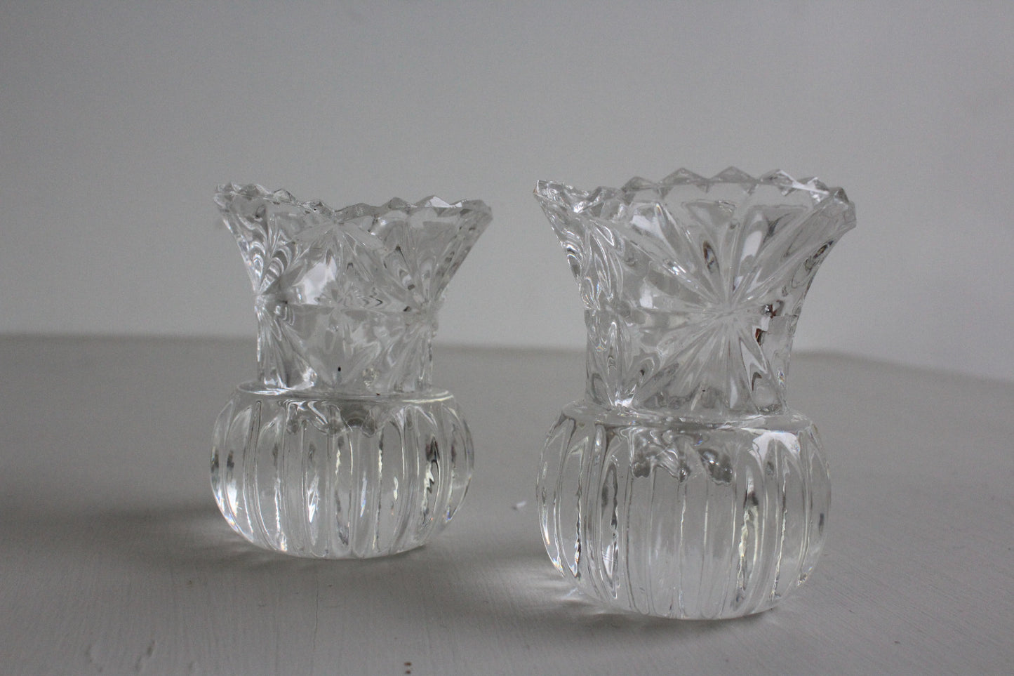 Pair Vintage Glass Posy Vase - Kernow Furniture
