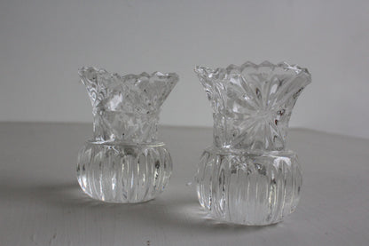 Pair Vintage Glass Posy Vase - Kernow Furniture