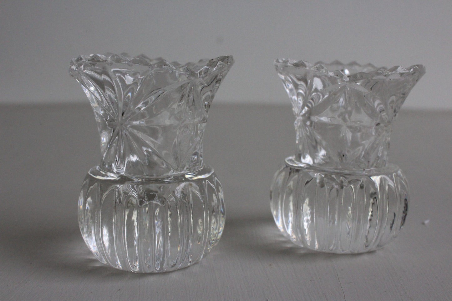 Pair Vintage Glass Posy Vase - Kernow Furniture