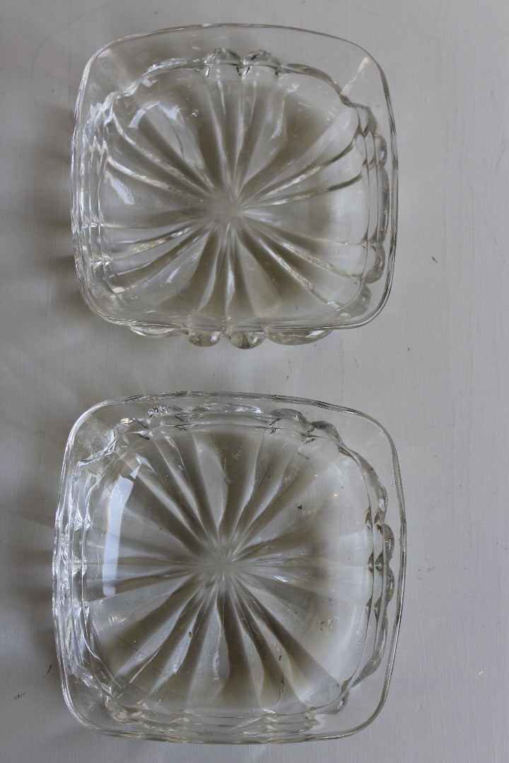 Pair Square Glass Dishes - Kernow Furniture