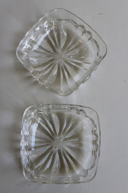 Pair Square Glass Dishes - Kernow Furniture