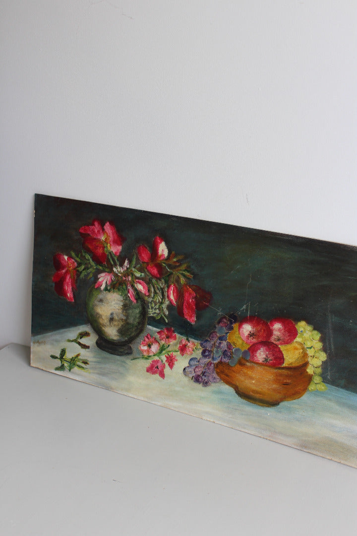 Still Life Vase of Flowers & Fruit - Kernow Furniture