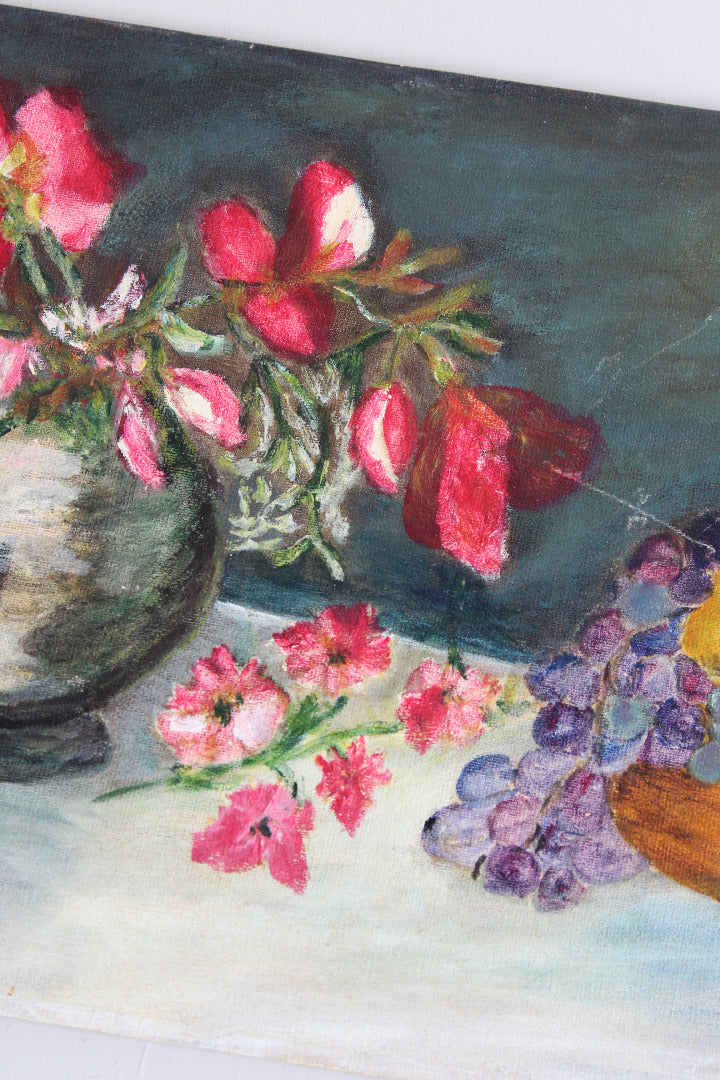 Still Life Vase of Flowers & Fruit - Kernow Furniture