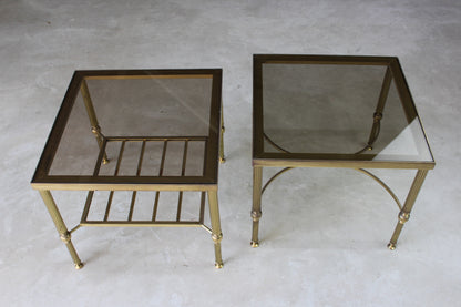 Pair Brass Coffee Side Tables - Kernow Furniture