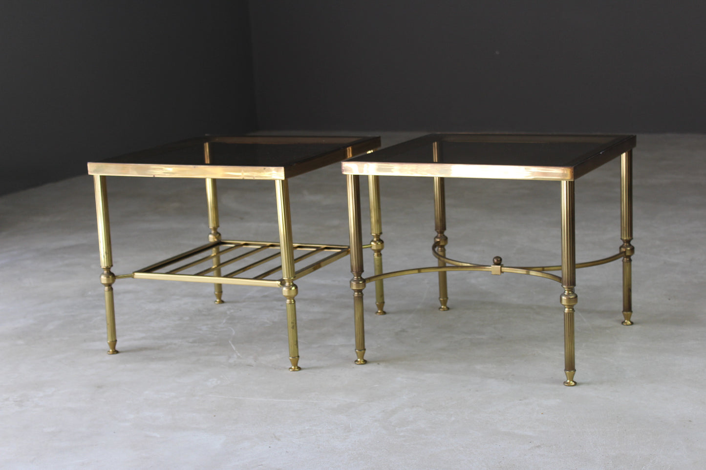 Pair Brass Coffee Side Tables - Kernow Furniture