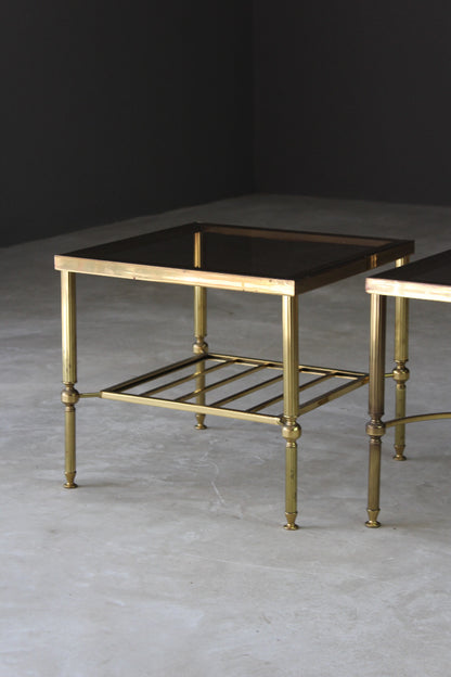 Pair Brass Coffee Side Tables - Kernow Furniture