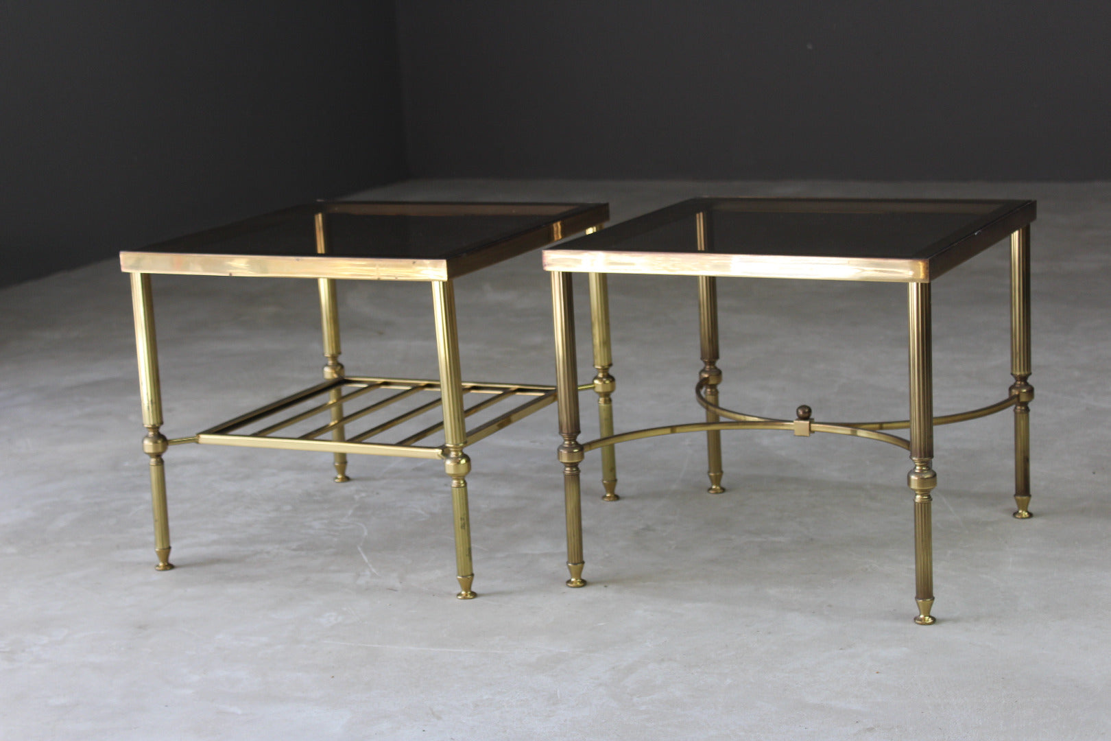 Pair Brass Coffee Side Tables - Kernow Furniture