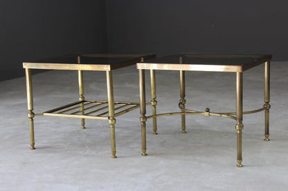 Pair Brass Coffee Side Tables - Kernow Furniture