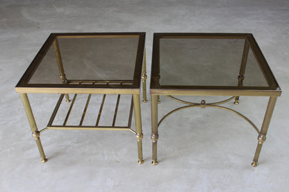 Pair Brass Coffee Side Tables - Kernow Furniture