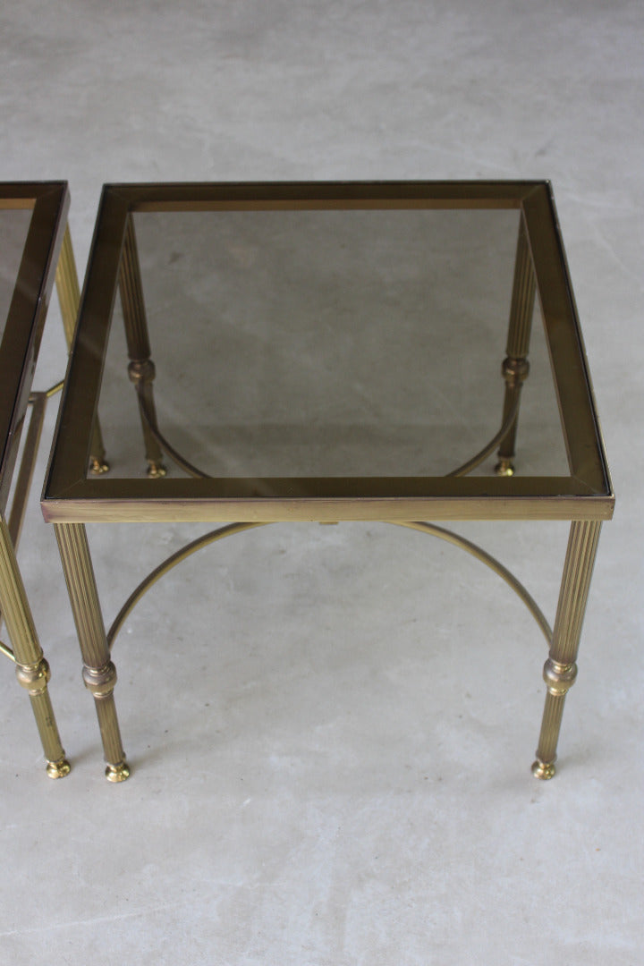 Pair Brass Coffee Side Tables - Kernow Furniture