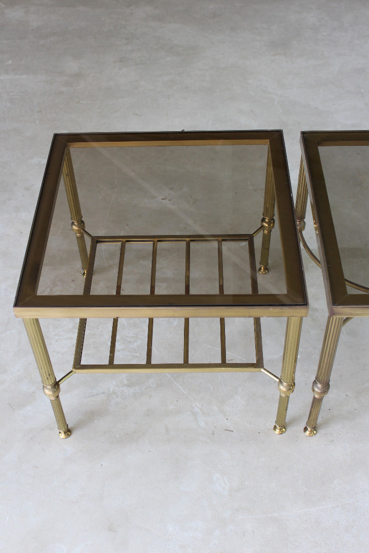 Pair Brass Coffee Side Tables - Kernow Furniture