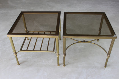 Pair Brass Coffee Side Tables - Kernow Furniture