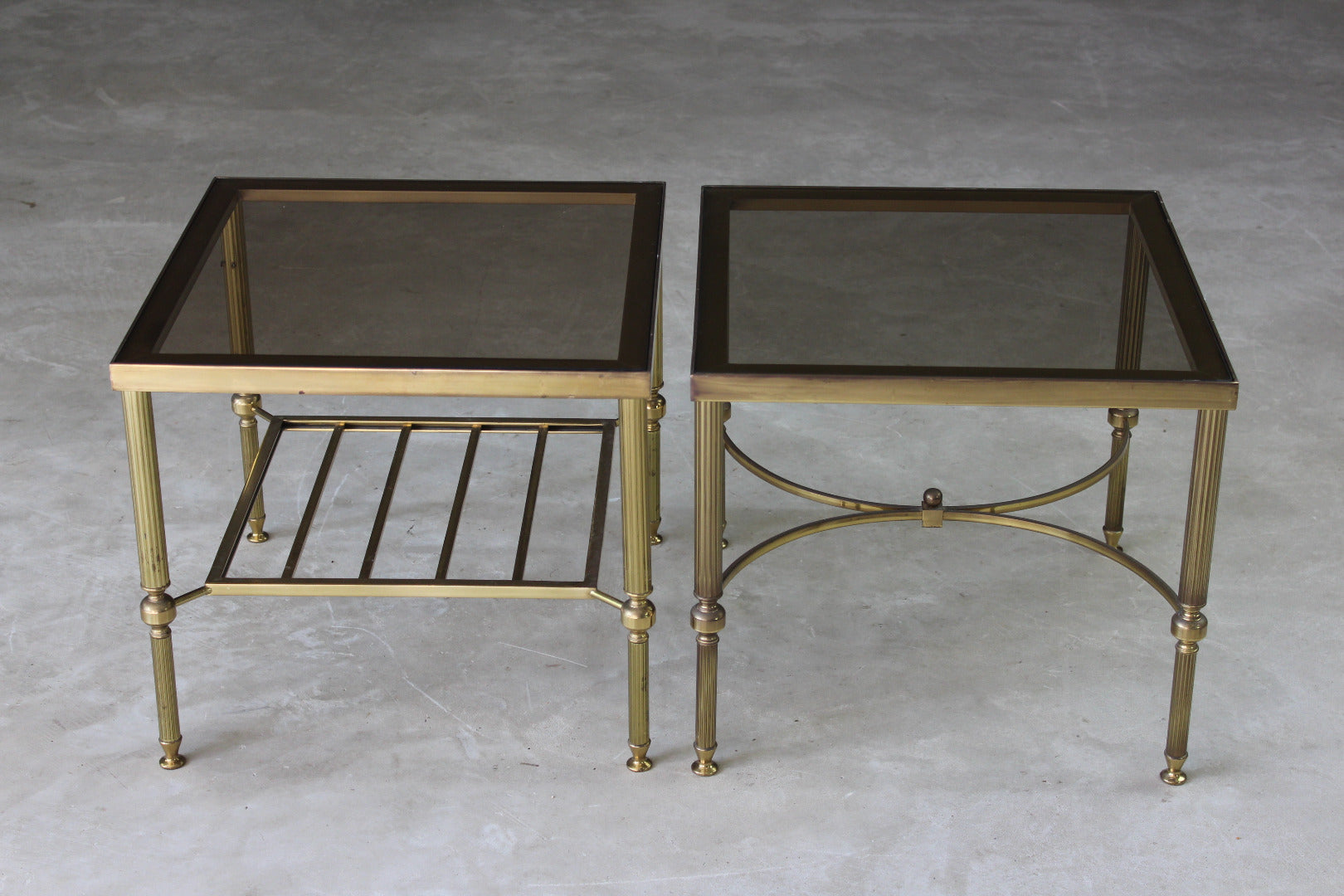 Pair Brass Coffee Side Tables - Kernow Furniture