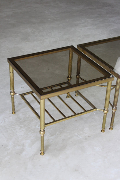 Pair Brass Coffee Side Tables - Kernow Furniture