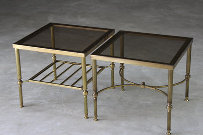 Pair Brass Coffee Side Tables - Kernow Furniture