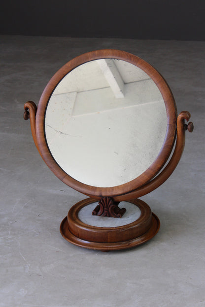 Marble & Mahogany Round Dressing Table Mirror - Kernow Furniture