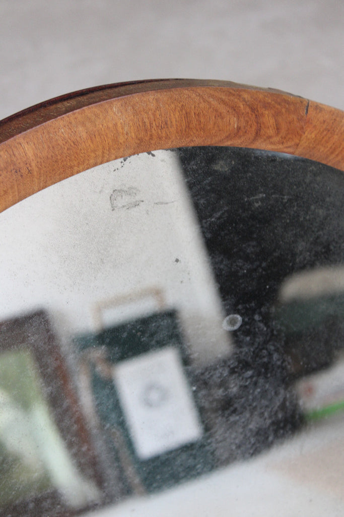 Marble & Mahogany Round Dressing Table Mirror - Kernow Furniture