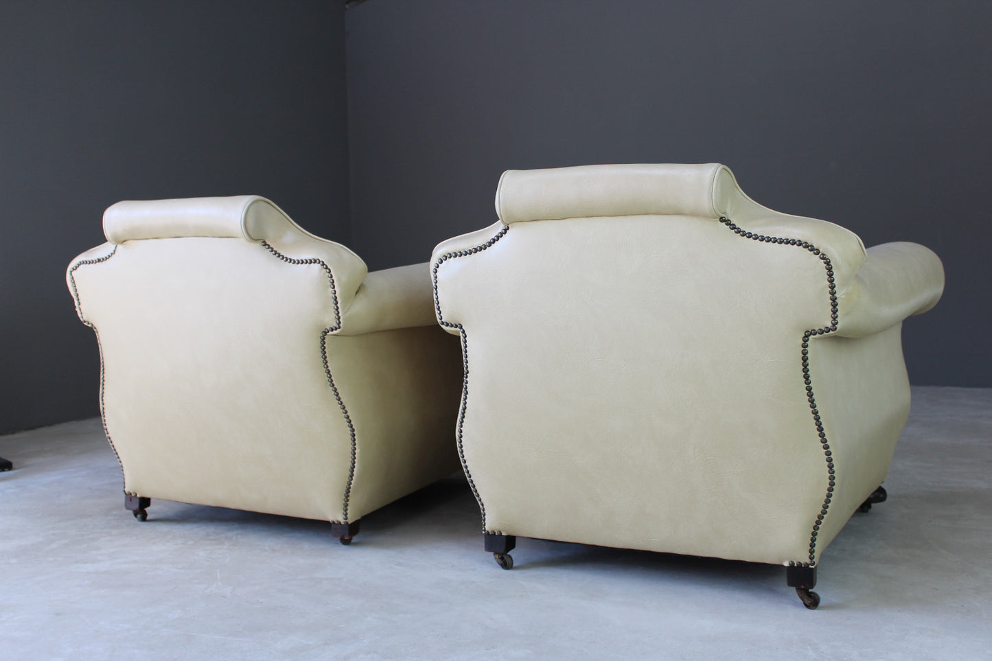 Pair Large Club Style Armchairs - Kernow Furniture