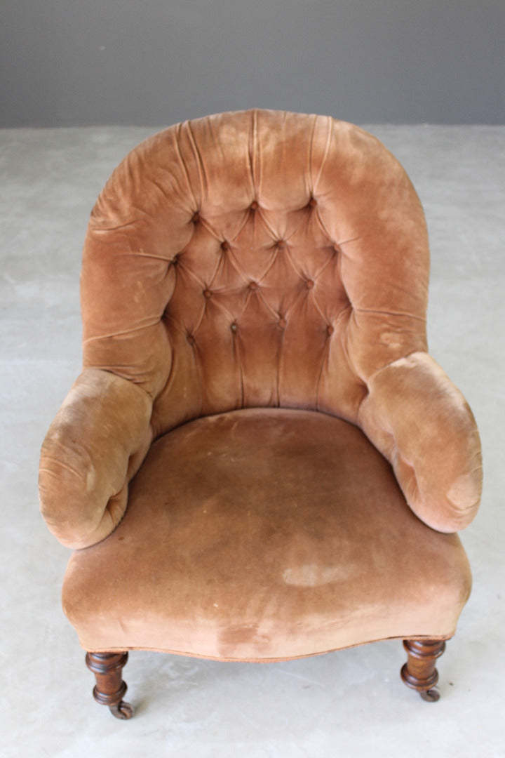 Victorian Button Back Armchair for Reupholstery - Kernow Furniture