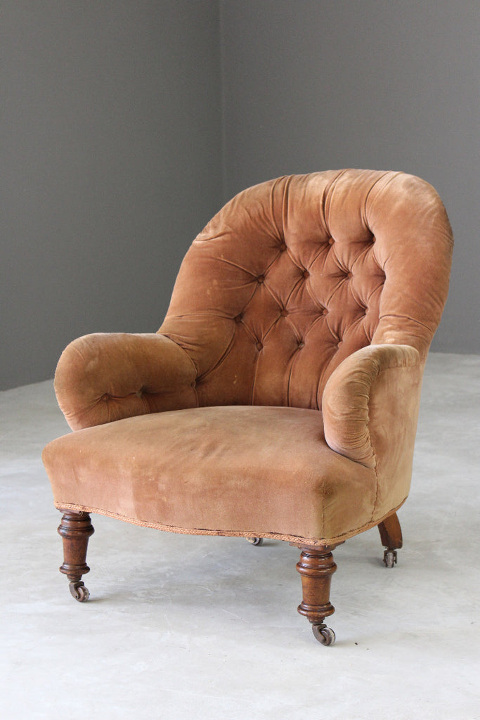 Victorian Button Back Armchair for Reupholstery - Kernow Furniture