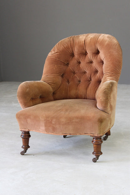 Victorian Button Back Armchair for Reupholstery - Kernow Furniture