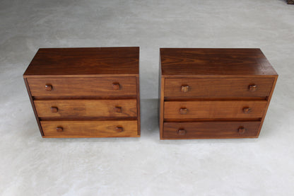 Pair Retro Teak Chest of Drawers Bedside Cabinets - Kernow Furniture