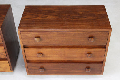 Pair Retro Teak Chest of Drawers Bedside Cabinets - Kernow Furniture