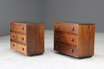 Pair Retro Teak Chest of Drawers Bedside Cabinets - Kernow Furniture