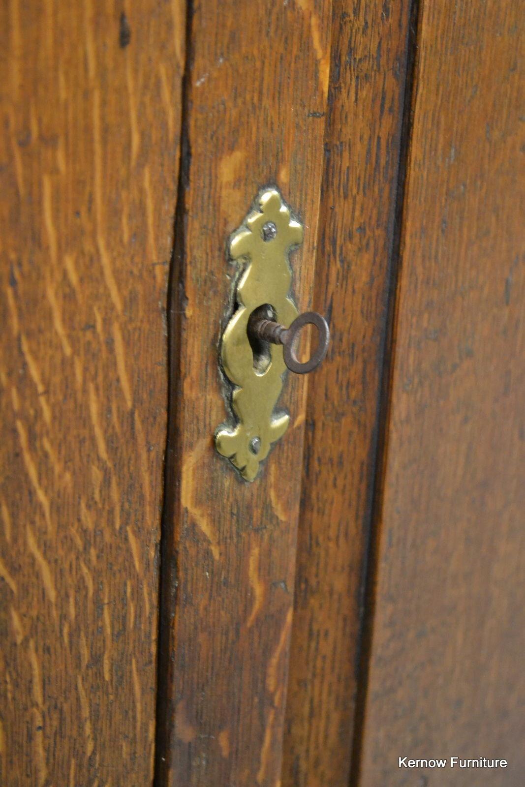 Antique Oak Wall Corner Cabinet - Kernow Furniture