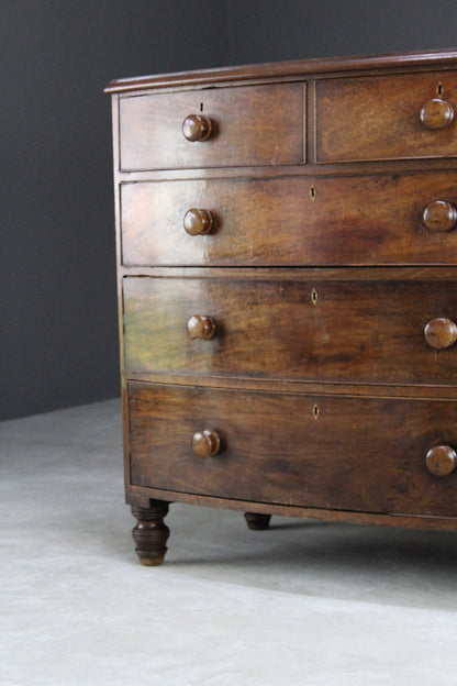 Antique Bow Front Chest of Drawers - Kernow Furniture