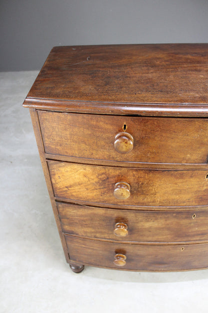 Antique Bow Front Chest of Drawers - Kernow Furniture