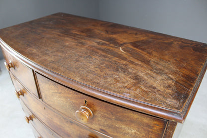 Antique Bow Front Chest of Drawers - Kernow Furniture