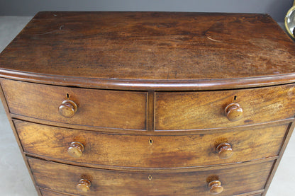 Antique Bow Front Chest of Drawers - Kernow Furniture