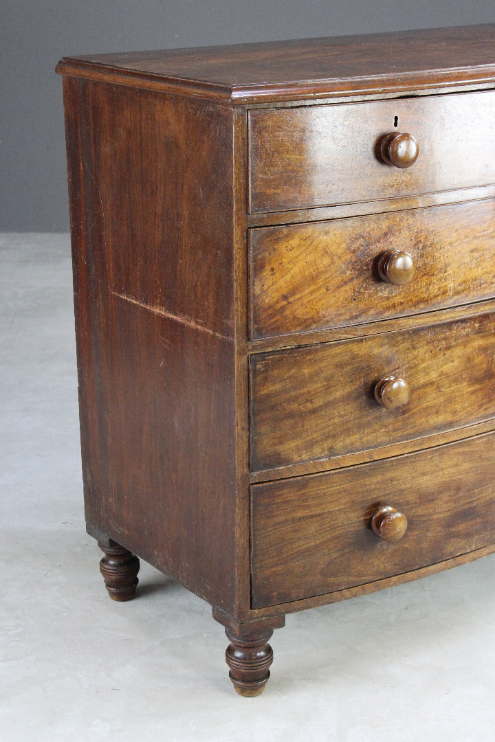 Antique Bow Front Chest of Drawers - Kernow Furniture