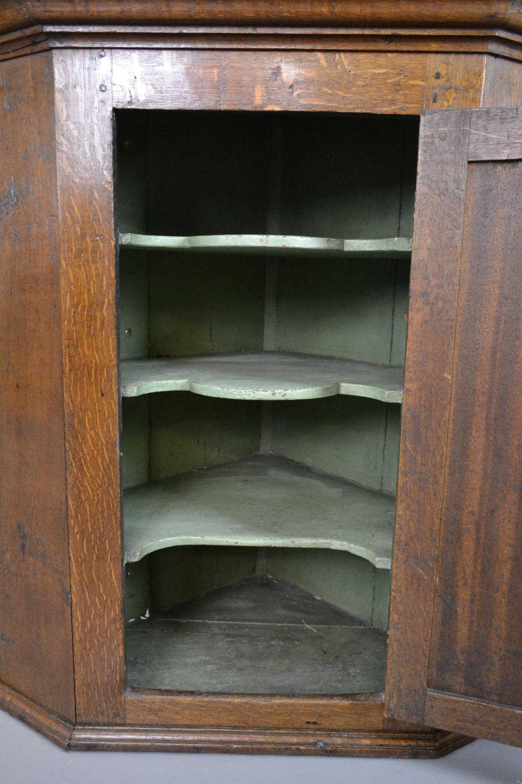 Antique Oak Wall Corner Cabinet - Kernow Furniture