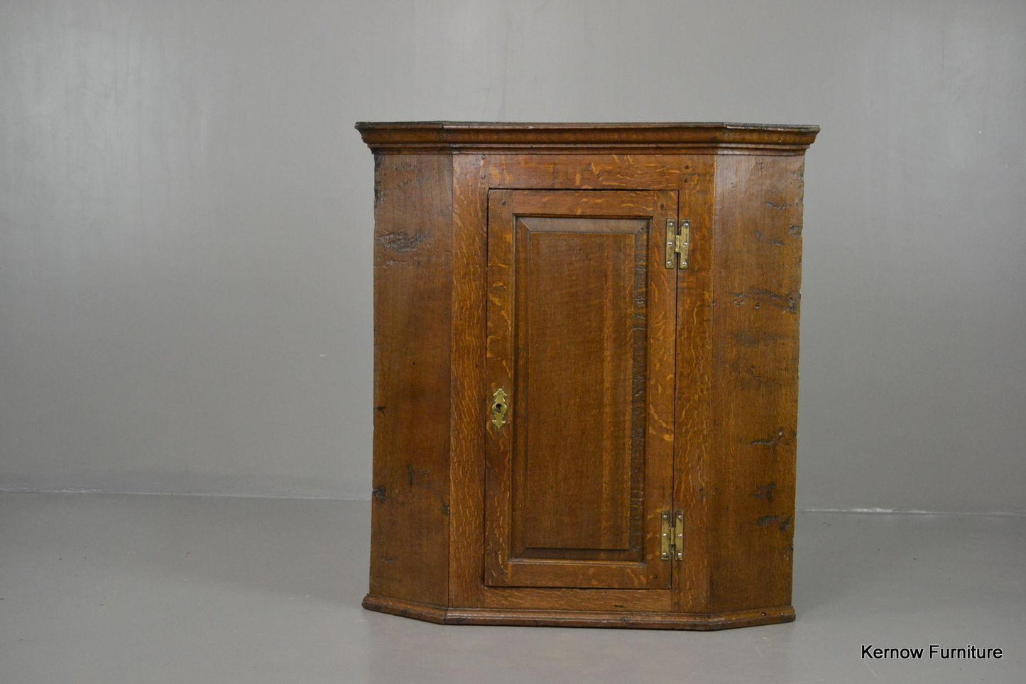 Antique Oak Wall Corner Cabinet - Kernow Furniture