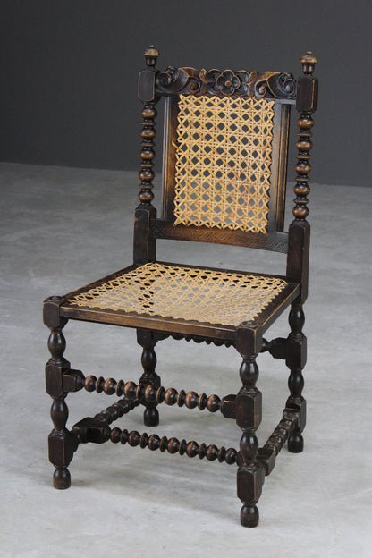 Single Carved Oak & Cane Chair - Kernow Furniture